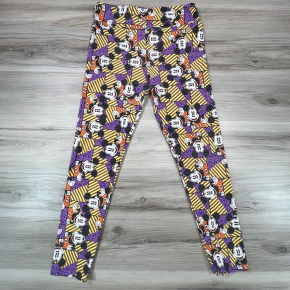 LulaRoe OS Disney Mickey‎ Mouse Halloween Patchwork Print Leggings - Picture 2 of 7